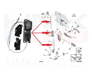 Serrure de porte arrière >> Commander 9832126180 + 9832090680 + 9832126080