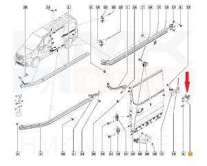 Liugukse keskmine tugi vasak OEM Renault Trafic III/Nissan NV300/Opel Vivaro 2014-