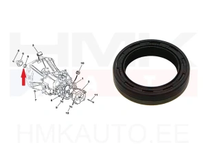 Akselitiiviste, vaihteiston tuloakseli PSA 22,8x40x6/8,5