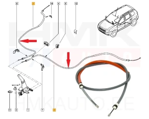 Parking brake cable rear OEM Dacia Duster