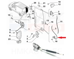 Serrure de porte arrière inférieur droite OEM Nemo/Bipper/Fiorino