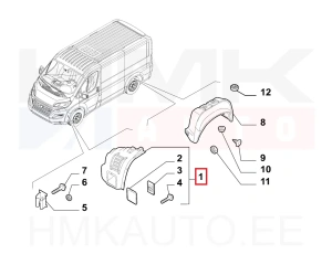 Verhous, sisälokasuoja, edessä vasen (etuosa) OEM Jumper/Boxer/Ducato 06- (sumuvaloilla)
