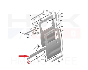 Liugukse juhtsiin parem alumine OEM Jumpy/Spacetourer/Expert/Traveller/Proace 2016- L2-L3