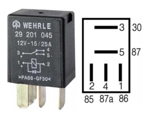 Rele 12V 10/25A OEM Citroen/Peugeot (5 terminals)