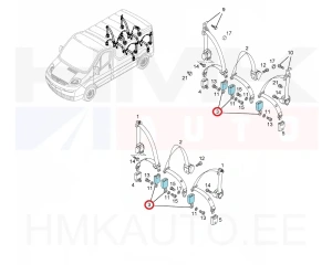 Замок ремня безопасности внутренняя 2-го и 3-го ряда OEM Renault Trafic 2001-