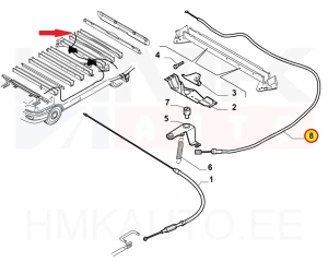 Seisontajarrun vaijeri, taka OEM Fiat Ducato 3,0CNG 09-  MWB (oikea pyörä)