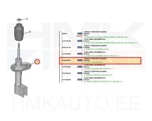 Амортизатор передний правый OEM Citroen Berlingo/Peugeot Partner 2008-