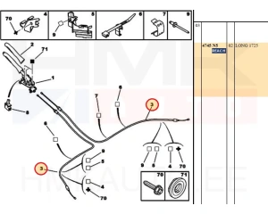 Seisontajarrun vaijeri, takana OEM Peugeot 206 (levyjarrut)