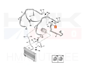 Трубки кондиционера OEM Peugeot Expert / Citroen Jumpy / Fiat Scudo 11-  (с задним кондиционером)