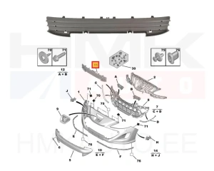 Grille de pare-chocs OEM Peugeot 308 07-