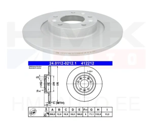 Disque de frein arrière Citroen Jumpy, Spacetourer /Peugeot Expert, Traveller 2016-  290/12