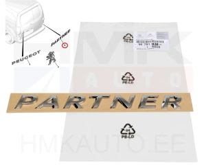 Tagaukse embleem "PARTNER" OEM Peugeot Partner 12-