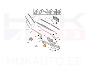 Windscreen wiper linkage without motor OEM Peugeot 206