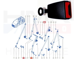 Turvavöö vastus sisemine 2- ja 3-s istmerida OEM Renault Trafic 2014-