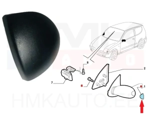 Kotelon tulppa, ulkopeili, oikea OEM Fiat Ceicento