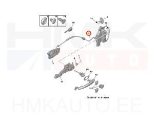 Ukselukusti esiuksele vasak(Superlock) OEM Peugeot 308 2007-