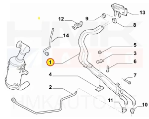 Tuyaux du capteur de pression des gaz d'échappement OEM Nemo/Bipper/Fiorino 1,3HDi 2013-