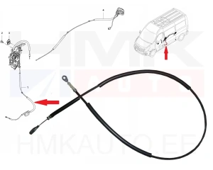 Трос замка сдвижной двери, нижний правый Renault Master 2010-