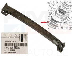 Shock absorber, front bumper OEM Citroen C3 Aircrosser