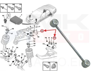 Biellette hauteur des phares, essieu arrière OEM Peugeot 607