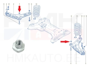 Гайка крепления переднего рычага, передний OEM Renault Trafic 2001-