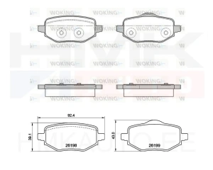 Jeu de plaquettes de frein arrière Citroen C4 / Peugeot 2008,208 2019-