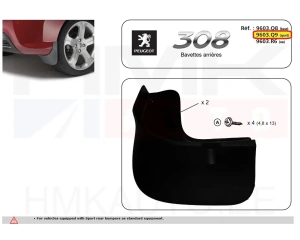 Porikummid tagumised OEM Peugeot 308 2008- (Sport stange)