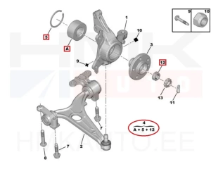 Kit roulement de roue avant OEM Citroen C8/Peugeot 807 3.0 V6