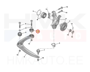 Cайлентблок переднего рычага , задний нижний OEM Citroen Berlingo,C4,DS4,DS5 / Peugeot 307,308,3008,5008,RCZ,Partner