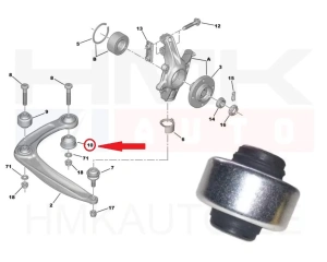 Cайлентблок переднего рычага , задний нижний OEM Citroen C4,DS4,DS5 / Peugeot 206,5008