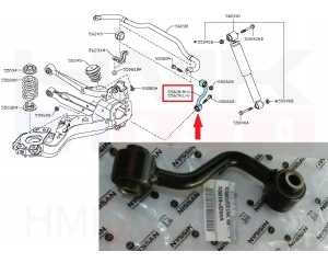 Biellette de barre stabilisatrice arrière gauche OEM Renault Koleos, Nissan Qashqai