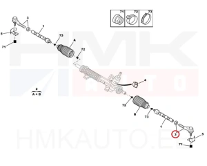 Raidetangon pää vasen OEM Peugeot 406