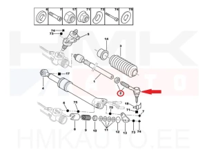Embout de biellette, gauche OEM Peugeot 605,607