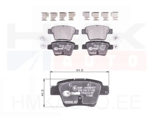 Jeu de plaquettes de frein arrière Citroen C4/Peugeot 207,307