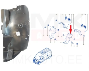 Verhous, sisälokasuoja, edessä vasen (etuosa) OEM Renault Master 2019-