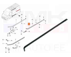 Sliding door guide bar middle left OEM Renault Master/Opel Movano 2010-  L2,L3,L4