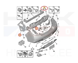 Tagastange kinnitus vasak OEM Peugeot 508