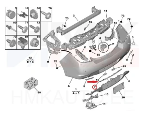 Tagatange kroomliist OEM Peugeot 508
