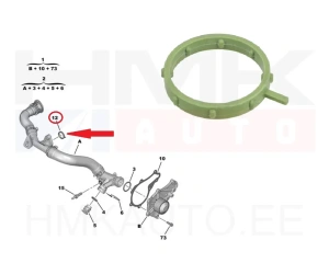 O-ring for coolant pipe OEM Citroen/Peugeot 1.6HDI