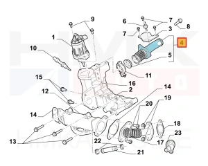 Tuyauterie, vanne EGR OEM Fiat Ducato 2,3D 2018- Euro6