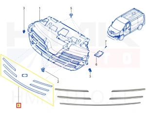 Молдинги решетки радиатора OEM Renault Trafic III 21-  (хром)