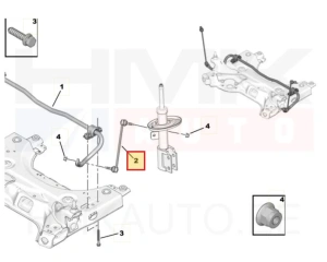 Vakaajan yhdystanko(koiranluu),OEM  etuakseli Jumpy/Expert/Scudo 07-