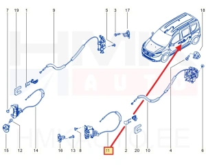 Ukselukusti liuguksele eesmine vasak OEM Dacia Dokker