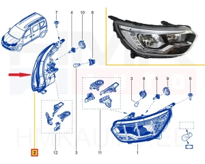 Headlight right OEM Renault Express 2021-