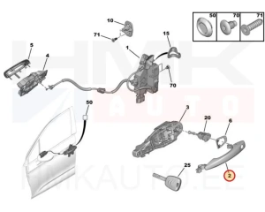 Ukselink esiuksele, välimine vasak OEM Citroen C4,C-Elysee,DS4/Peugeot 301 (värvitav,lukuavaga)