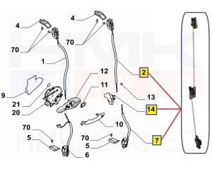 Serrure de porte arrière >> Commander 9832090780 + 9832125680 + 9832125780