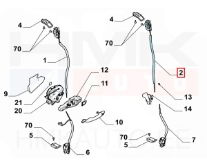 Serrure de porte arrière supérieur droite OEM Citroen Jumpy/Peugeot Expert 2019-