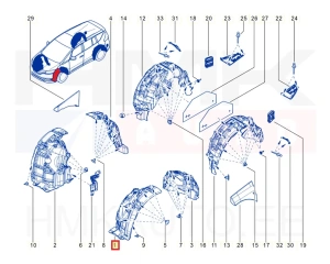 Wheel arch liner front left (front part) OEM Renault Espace V