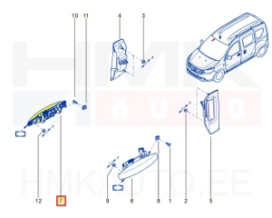 Ukselink esiuksele, välimine parem OEM Dacia Dokker/Lodgy/Duster/Sandero