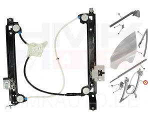 Klaasitõstuk eesmine vasak (elektriline, ilma mootorita) OEM Peugeot 508 2018-